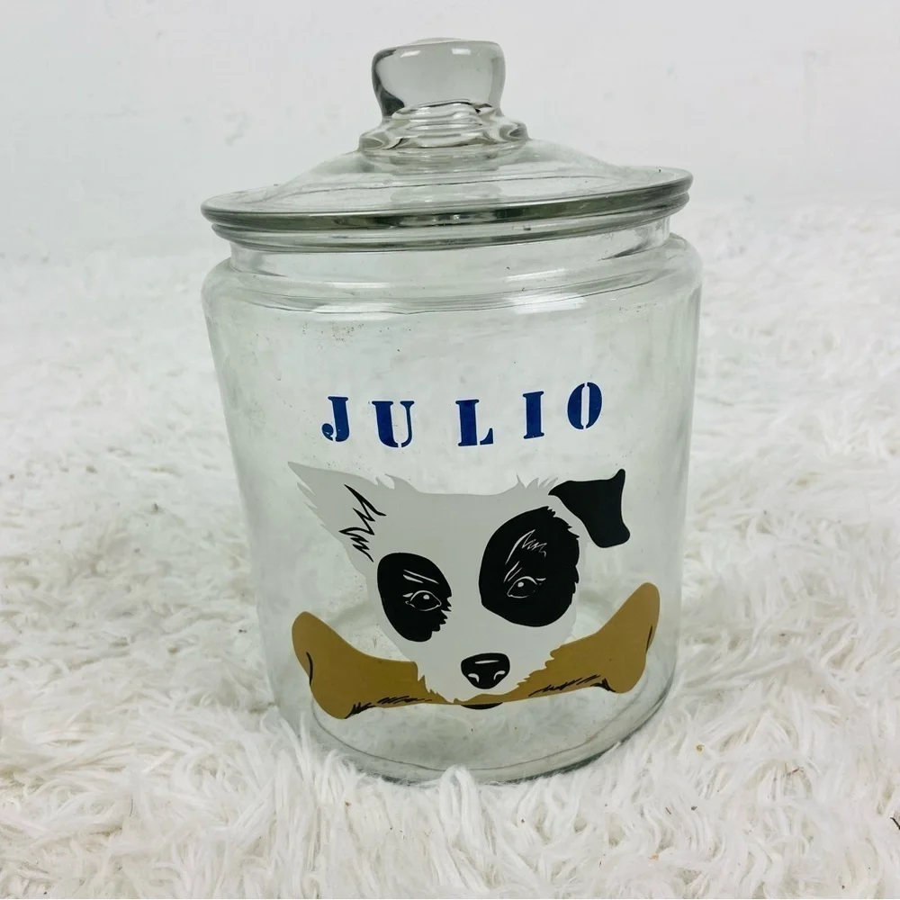 UNBRANDED glass dog Julio treats jar for dogs
